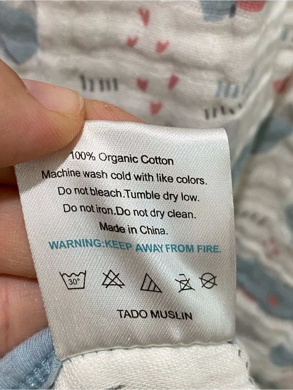 Tado Muslin Organic Cotton Rhino Baby Sleep Sack Wearable Blanket Organic Cotton